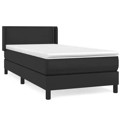 Image de Sommier à lattes de lit avec matelas Noir 80x200cm Similicuir