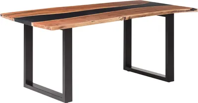Produktbild von Esstisch 140x90 Akazie Baumkante mit Epoxidharz schwarz Holztisch