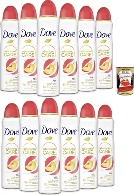 Produktbild von Dove Deo Spray Advanced Care Go Fresh Pfirsch, Mit feuchtigkeitsspendenden und empfindlichen Formel auf der Haut, ohne Alkohol, trockene Haut bis zu 72 Stunden, 12x 150ml + Italian Gourmet polpa 400g