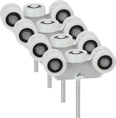 Produktbild von KOTARBAU® 4er Set Laufrollen mit Flacheisen und 12mm Bolzen 5 Rollen ⌀ 43 mm