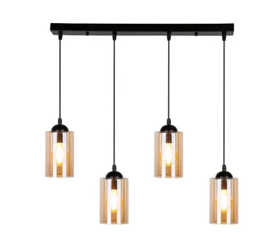 Obrázek produktu pro Závěsné moderní svítidlo nad jídelní stůl BISTRO - 4xE27, 40W, černé / jantarové