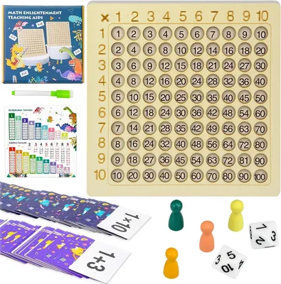 Produktbild von Montessori-Multiplikationstafel und Additionsspiele – 2 Stück – 1x1 Lernspielzeug