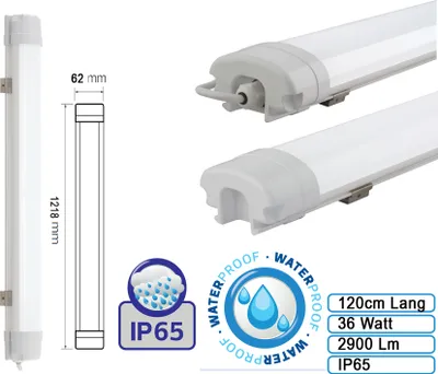 Produktbild von LED Wannenleuchte feuchtraumleuchte 36 Watt 120cm neutralweiss