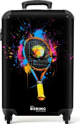 Produktbild von NoBoringSuitcases.com Hartschalen Handgepäck Koffer 55x35x20 cm, 36L, Graffiti Sport: Tennisschläger, Reisekoffer mit 4 Rollen