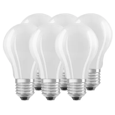 Produktbild von 6 x Osram LED Filament Leuchtmittel Birnenform A60 5W = 40W E27 matt 470lm neutralweiß 4000K DIMMBAR