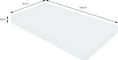 A white mattress with dimensions indicated by lines and text.