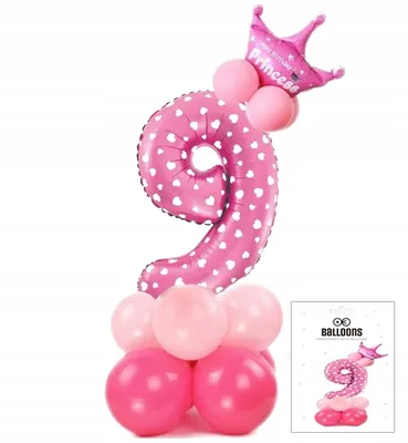 Immagine prodotto di Set Di Palloncini Rosa In Piedi Con Il Numero 9 Per La Decorazione Di Un Compleanno