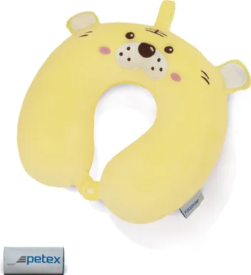 Produktbild von Bär Nackenkissen mit Memory Schaum, Reisekissen, Nackenhörnchen, ergonomisch, Bezug abnehmbar | PETEX