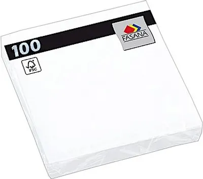 Produktbild von Servietten weiß 33x33cm geprägt 1-lagig, 100 Stück, Fasana