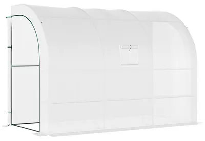 Produktbild von SUGIFT Gewächshaus begehbar mit 6 Drahtregalen, Foliengewächshaus, Tomatenhaus, Weiß | 300 x 150 x 213 cm | UV-beständig, Reißverschlusstür | Stahl