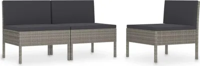 Produktbild von vidaXL Gartenstühle 3 Stk. mit Auflagen Poly Rattan Grau