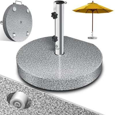 Produktbild von KESSER® Granit Sonnenschirmständer mit Edelstahlrohr, Hochwertiger Schirmständer Sockel 30KG - für Schirmstöcke bis 16-48 mm, Inkl. Transport Griff Garten Balkonschirmständer