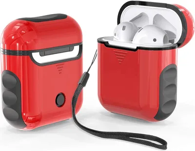 Produktbild von Hartsilikonhülle Für Airpods 1/2 Rot Schwarz