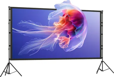 Produktbild von 100 Zoll 16:9 HD 4K/8K Projektor-Leinwand mit Ständer, tragbare doppelseitige Leinwand mit klappbaren Stativen, Weiß