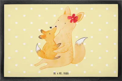 Produktbild von Mr. & Mrs. Panda Schmutzmatte Fuchs Mama 60 x 90 cm - Gelb Pastell - Geschenk, Schoß, Bodenvorleger, fußmatte, Tochter, Fussmatte, Schmutzfangmatte, Muttertag, Mutter