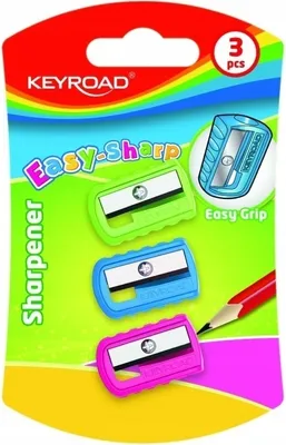 Immagine prodotto di Temperino in plastica singolo, confezione da 3 pezzi, assortiti - Keyroad