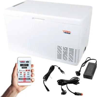 Produktbild von VIGO COOL Auto Elektrische Kühlbox Kühlboxen Kompressor Thermobox Reisekühlschrank 12/24/230V Kühlschrank 50L Gefrierbox Bluetooth Android iOS App