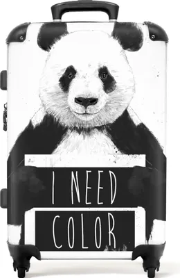 Produktbild von NoBoringSuitcases.com® Großer Koffer - Panda - Zitat - Farbe - Weiß - Kombinationsschloss TSA - Hartschalen Trolley 4 Rollen - 72 liter - Reisekoffer - 66 cmKoffer Mittelgroß 67x43x25 cm, 72L,