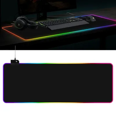 Produktbild von RGB Gaming Mauspad, Mousepad 800 x 300 x 4 mm, Groß LED Schreibtischunterlage, XXL Mousepad, LED Multi Color, 14 Beleuchtungs-Modi, Schwarz