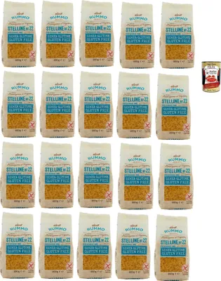 Produktbild von Rummo Pasta Nudeln Glutenfreie Stelline N° 22, Bronze Gezeichnete gluteinfrei, perfekt für Menschen mit Zöliakie oder Glutenunverträglichkeit, 20x 400 g + Italian Gourmet polpa 400g