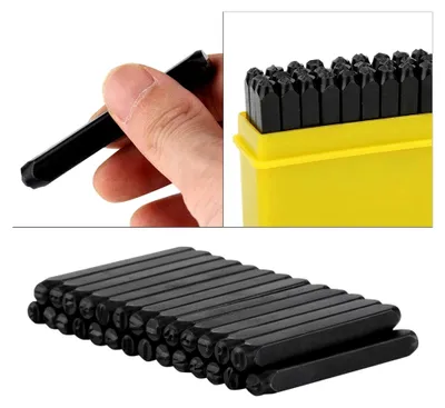Produktbild von 3-mm-Alphabet-Zahlen-Stanzer-Metallstempelset Kohlenstoffstahl für Schmuck- und Lederhandwerk mit Aufbewahrungsbox