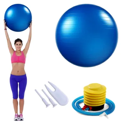 Produktbild von Gymnastikball 55 cm, Fitnessball mit aufblasbarer Fußpumpe für Fitness, Yoga und Core-Training