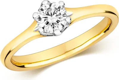 Produktbild von Funkelndes Feuer 18 Karat (750) Gold Solitär Verlobung Diamant Damenring Brillant-Schliff 0.50 Karat GH - SI2, 53 (16.9); TRS3220318KYRSM