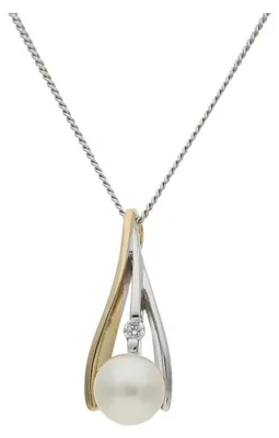 Produktbild von Kettenanhänger Gold und Weißgold 333 Süßwasserzuchtperle Zirkonia JL10-02-1671 JuwelmaLux