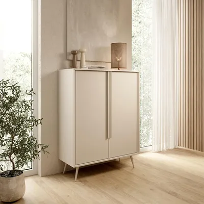 Immagine prodotto di Harenoma - Credenza, 97x40x126h cm Bianco Crema, 4 Ripiani