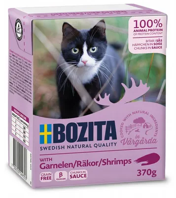 Zdjęcie produktu dla Mokra karma dla kota BOZITA Mięsne kawałki z krewetkami w sosie 370g