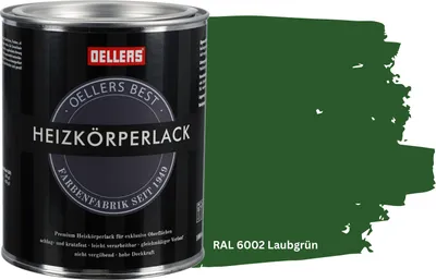 Produktbild von OELLERS Premium Heizkörperlack 1L – RAL 6002 Laubgrün | Heizkörperfarbe & Heizungsfarbe | Hochdeckender Heizungslack | Hitzebeständig & langlebig