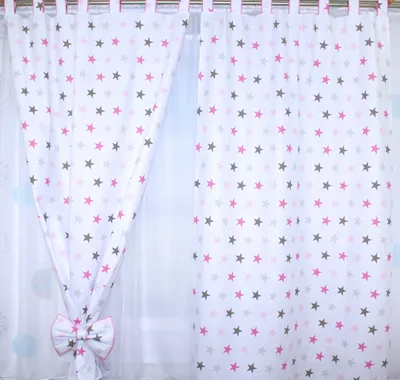 Produktbild von Vorhänge mit Schlaufen Kinder Baby Gardinen Kinderzimmer Vorhang 13. Star Rosa