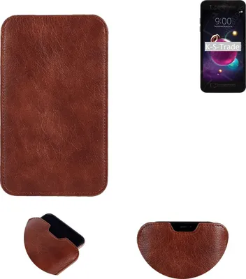 Produktbild von K-S-Trade Schutzhülle Handyhülle kompatibel mit LG Electronics K8+ (2018) Handytasche Kunstleder Sleeve in braun