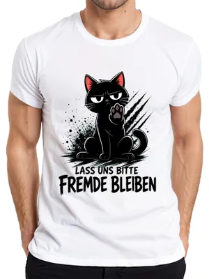 Productafbeelding van Blijf alsjeblieft een vreemde kat. Statement T-shirt voor heren, wit, maat L