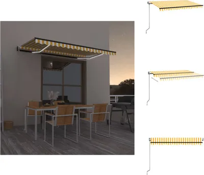Produktbild von vidaXL Automatische Markise mit LED & Windsensor 450x350 cm Gelb/Weiß - Markisen