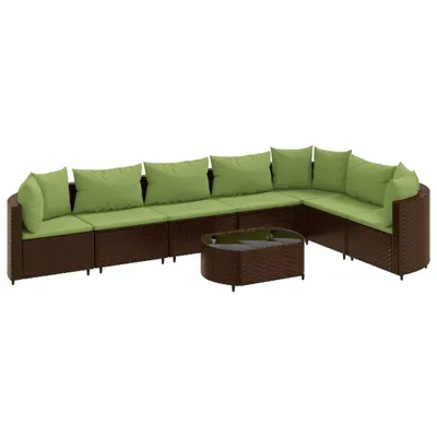 Immagine prodotto di Set Divani da Giardino 8 pz con Cuscini Marrone in Polyrattan