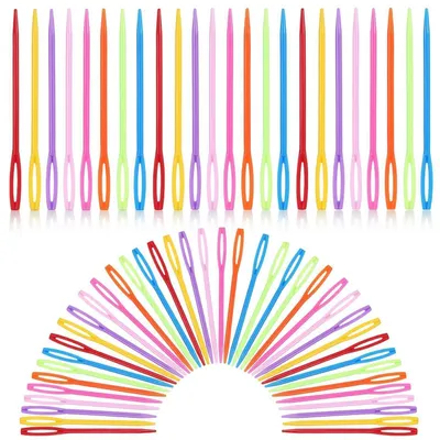 Immagine prodotto di Aghi da cucito in plastica, 100 pezzi, occhielli grandi, 9 cm, colorati