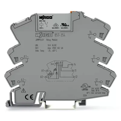 Produktbild von WAGO Relaismodul;Eingangsnennspannung AC/DC 24 V;1 Wechsler 857-354