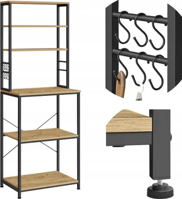Zdjęcie produktu dla Szafka Regał Organizer Kuchenny Półki Haki Nowoczesny Loft Dąb Artisan
