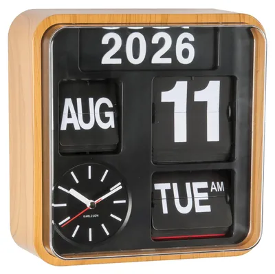 Produktbild von Karlsson - Wanduhr Mini Flip - Braun - 24x24x10 cm
