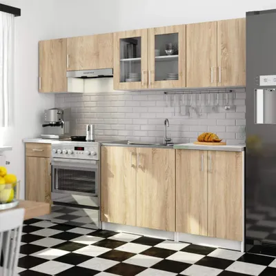 Produktbild von Küchenzeile 240 cm TRIVORA - Sonoma-Eiche / Weiß