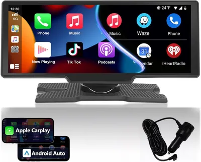 Obrázok produktu pre Prenosná autorádio s 9,3-palcovým IPS dotykovým displejom, s bezdrôtovým Apple CarPlay, Android Auto a Bluetooth