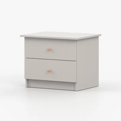 Image de Table de nuit Table de nuit Commode de nuit 60 cm cachemire/cachemire avec deux tiroirs et poignées roses Olaf 22