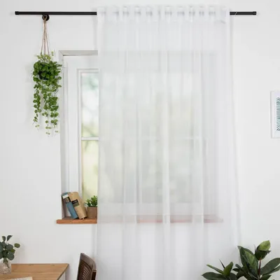 Produktbild von Gardinenstoff Meterware Stores antiviral und schwer entflammbar transparent ecru mit Bleiband 300cm hoch