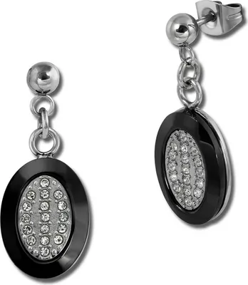 Produktbild von Amello silberfarben schwarz glänzend Damen Ohrschmuck D2ESOX32S
