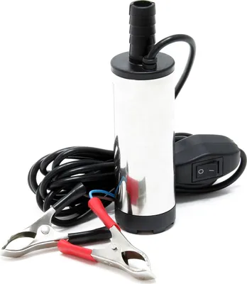 Produktbild von Wiltec Mini Pumpe 12 l/min 8700 U/min 12 V, 16 mm Auslass, Tauchpumpe für Wasser und Dieselöl, zum Ablassen von Flüssigkeit, Entwässerung, Umpumpen