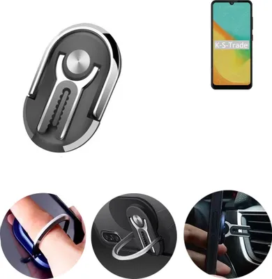 Produktbild von K-S-Trade 3in1 Smartphone-Ring Handy-Ring kompatibel mit ZTE Blade A7 Helio P60 Fingerhalterung  Handyring Tischständer Lüftungsgitter-Halterung
