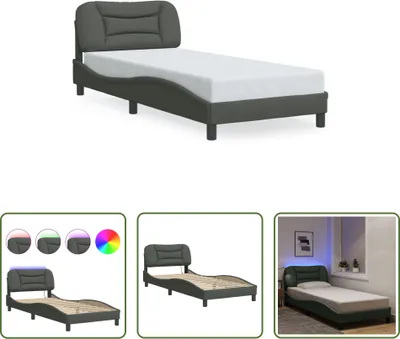 Produktbild von The Living Store Bettgestell mit LED Dunkelgrau 80x200 cm Stoff