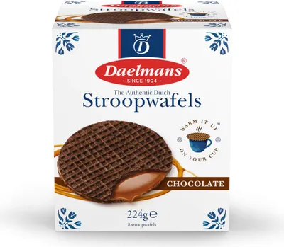 Produktbild von Daelmans Schokoladen Stroopwafels in Würfelbox - 8er Pack, 1760g, Holländische Karamellwaffeln