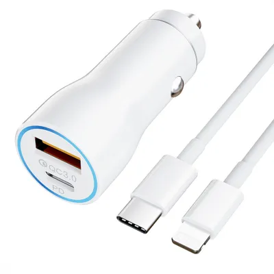 Produktbild von 2-Fach USB-C/QC3.0 Ladegerät 12-24V Zigarettenanzünder 3.0 Schnellladung KFZ 1xQC3.0 Auto-Handyladegerät Autoladegerät
